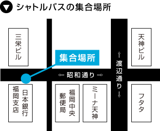 シャトルバスの集合場所