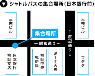 シャトルバスの集合場所(日本銀行前)