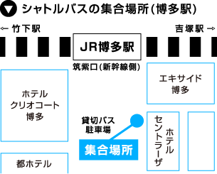 シャトルバスの集合場所(博多駅)