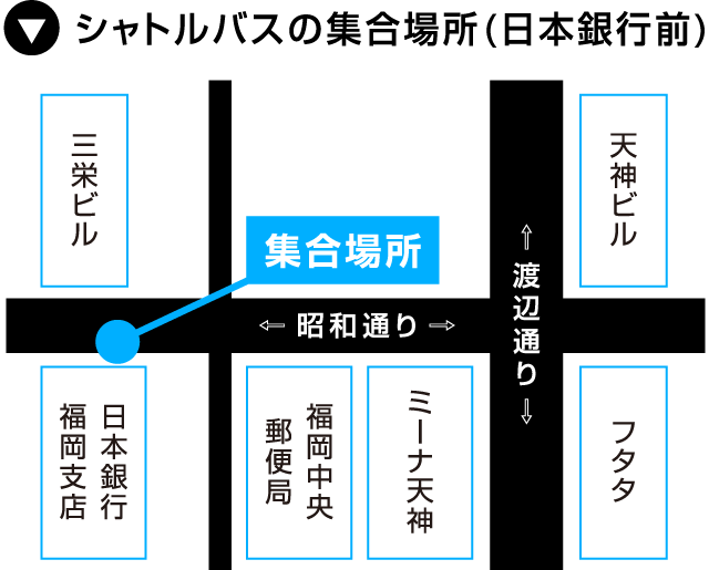 シャトルバスの集合場所(日本銀行前)