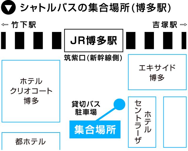 シャトルバスの集合場所(博多駅)